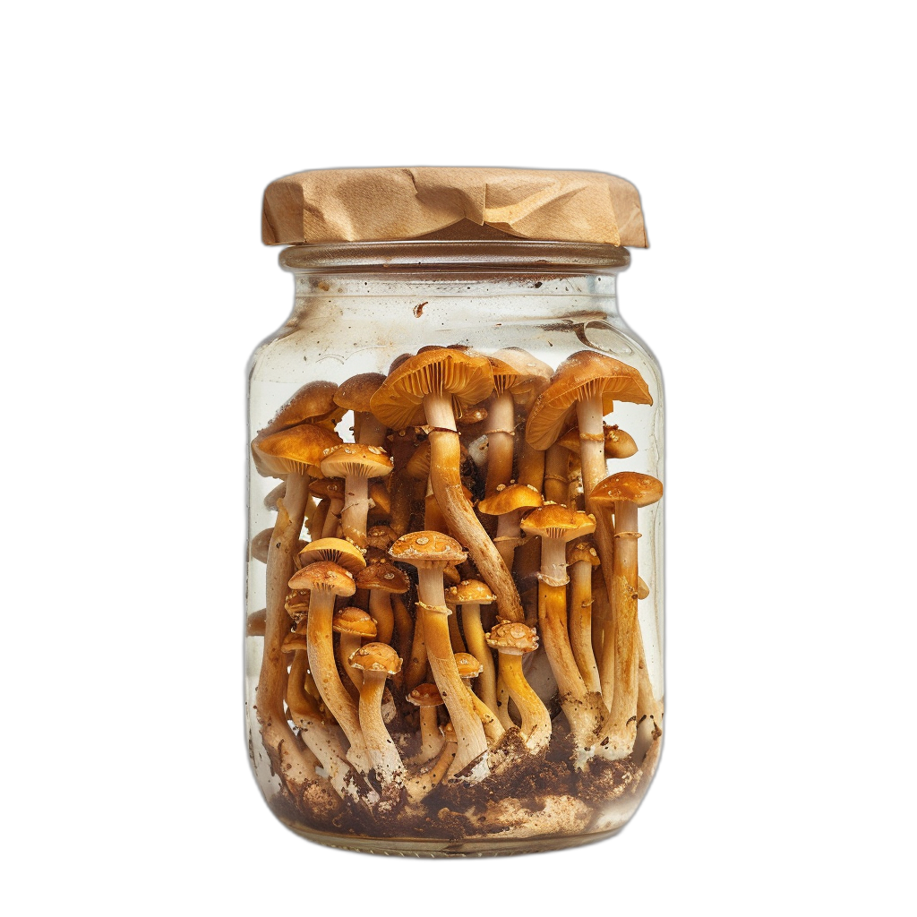 cordyceps mushroom in a jar